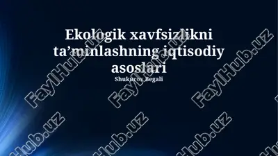 ekologik xavfsizlikni ta’minlashning iqtisodiy asoslari — PPTX