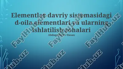 d-blok elementlar — PPTX