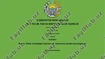 elektr xavfsizligini taminlovchi zamonaviy texnika texnologiyalar — PPTX
