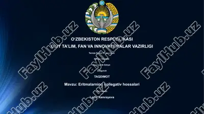 eritmalarning kollegativ hossalari — PPTX