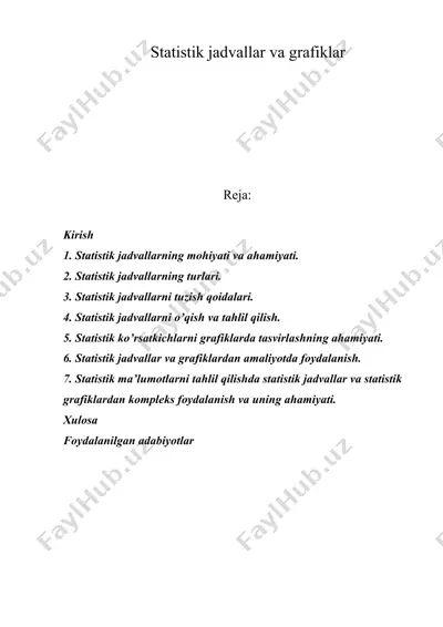 statistik jadvallar va grafiklar — DOC