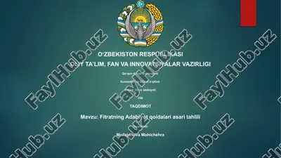 fitratning adabiyot qoidalari asari tahlili — PPTX