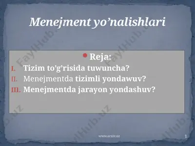 menejment yo'nalishlari — PPTX