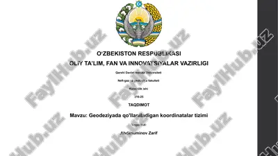 geodeziyada qo'llaniladigan koordinatalar tizimi — PPTX
