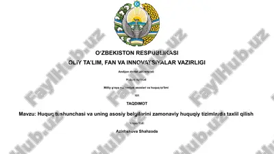 huquq tushunchasi va uning asosiy belgilarini zamonaviy huquqiy tizimlarda taxlil qilish — PPTX