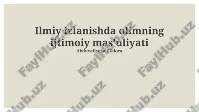 ilmiy izlanishda olimning ijtimoiy masʼuliyati — PPTX