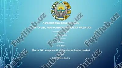 ikki komponentli sistemalar va fazalar qoidasi — PPTX