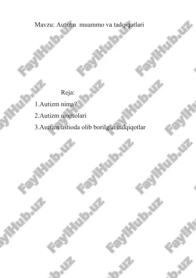 autizm muammo va tadqiqotlari — DOCX