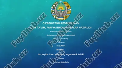 ish joyida havo sifatining ergonomik tahlili — PPTX