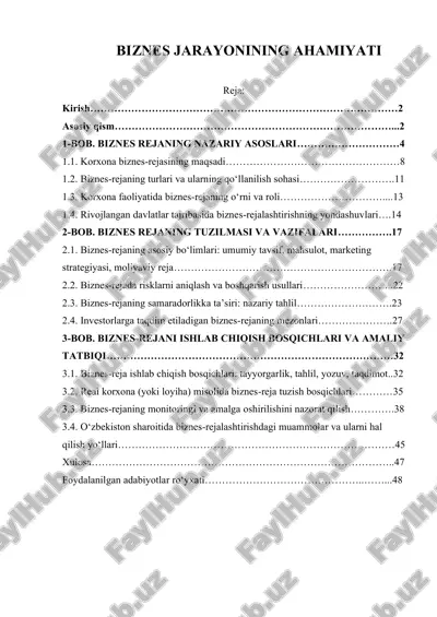 biznes jarayonining ahamiyati — PDF