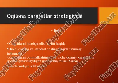 xarajatlarni hisobga olishtirish tizimi — PPTX