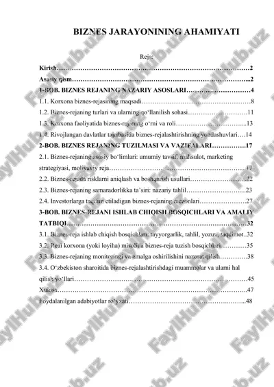 biznes jarayonining ahamiyati — PDF
