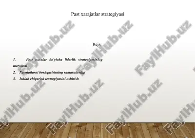 past xarajatlar strategiyasi — PPTX