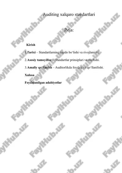 auditing xalqaro standartlari — DOCX
