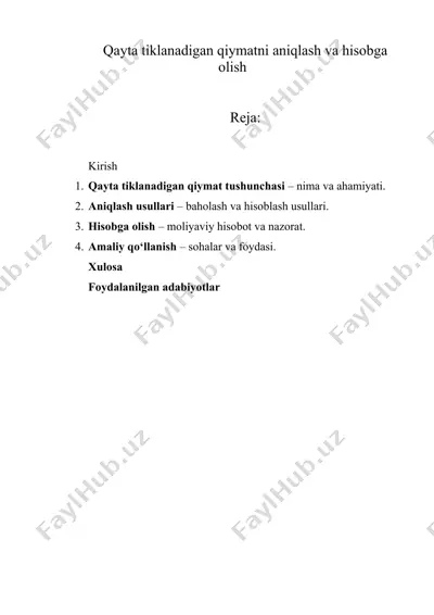 qayta tiklanadigan qiymatni aniqlash va hisobga olish — DOCX
