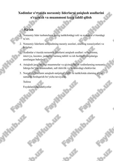 norasmiy liderlarni aniqlash usullari — DOCX