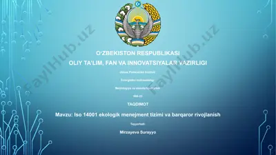 iso 14001 ekologik menejment tizimi va barqaror rivojlanish — PPTX