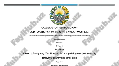 "ovchi va lochin" rivoyati — PPTX