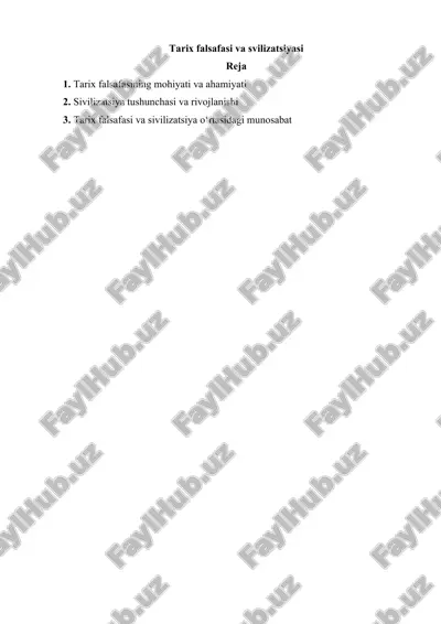 tarix falsafasi va svilizatsiyasi — DOCX