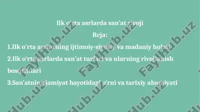 ilk o‘rta asrlarda san’at rivoji — PPTX