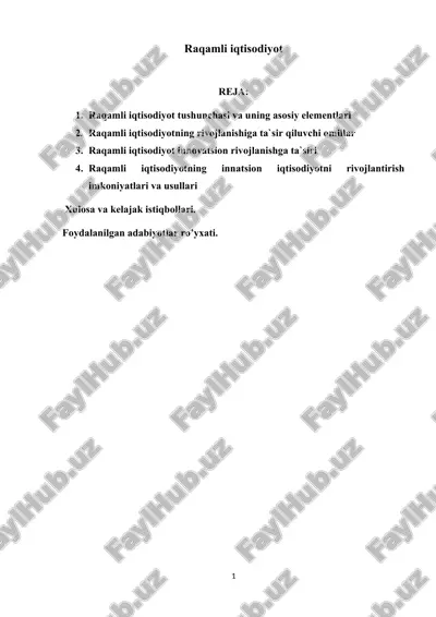raqamli iqtisodiyot kurs ishi — DOCX