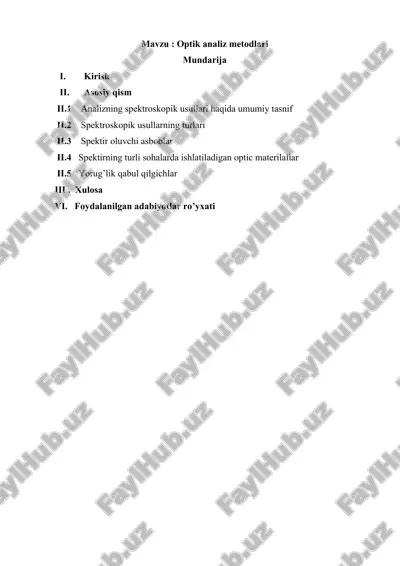 optik analiz metodlari — DOCX