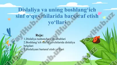dislaliyava uning boshlang‘ich sinf o‘quv chilarida bar taraf e tish yo‘llari — PPTX