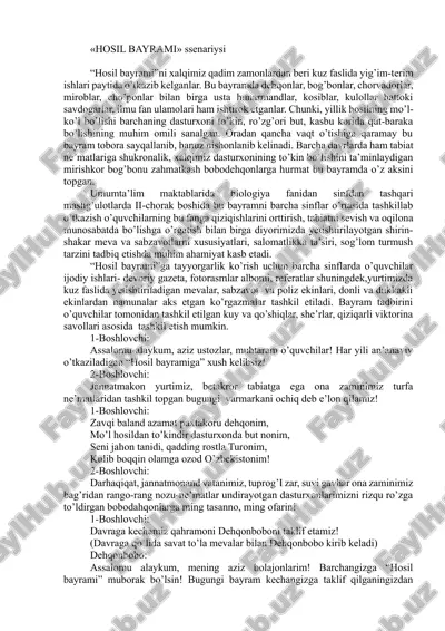 «hosil bayrami» ssenariysi — DOCX
