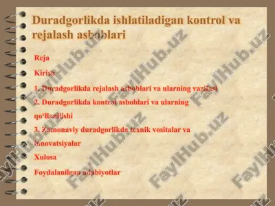 duradgorlikda ishlatiladigan kontrol va rejala shasboblari — PPTX