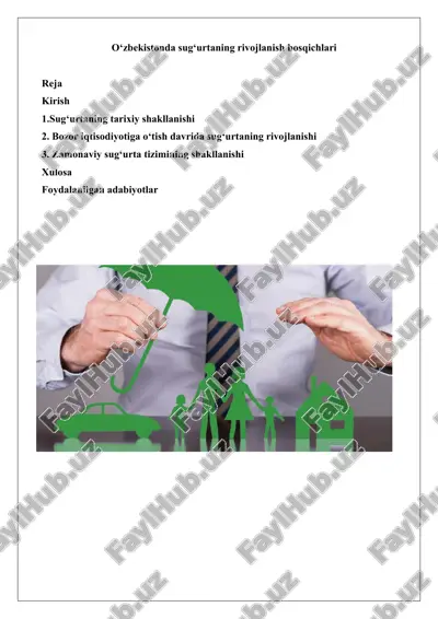 o‘zbekistonda sug‘urtaning rivojlanish bosqichlari — DOCX