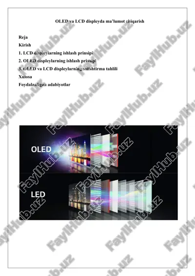 oled va lcd displeyda ma’lumot chiqarish — DOCX