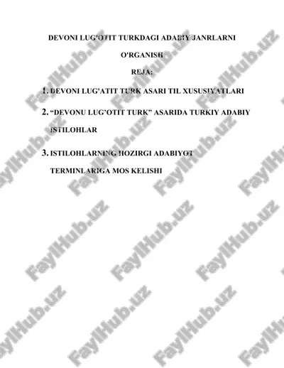 devoni lug'otit turkdagi adabiy janrlarni — DOC