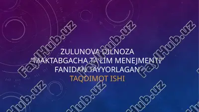 maktabgacha taʼlim tashkilotida tarbiyaviy ishlarni modellashtirish — PPTX