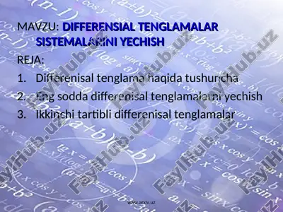 differensial tenglamalar sistemalarini yechish — PPT