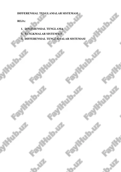 differensial tenglamalar sistemasi — DOCX