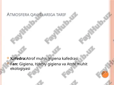 atmosfera qavatlariga tarif — PPTX