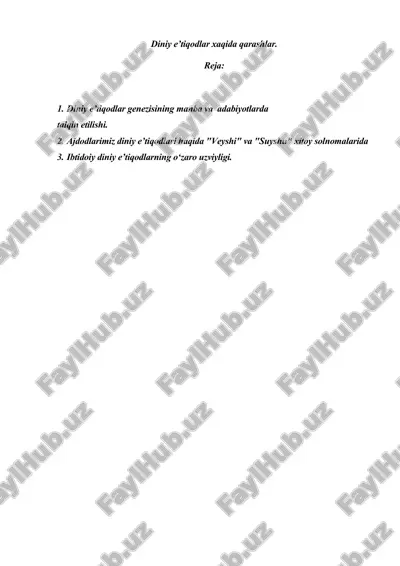 diniy e’tiqodlar xaqida qarashlar — DOC