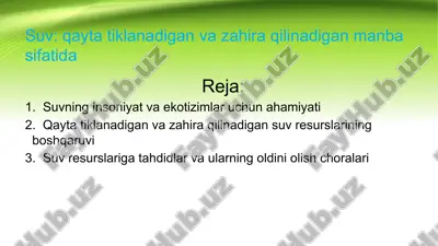 suv qayta tiklanadigan manba — PPTX