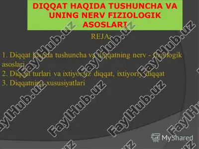 diqqat haqida tushuncha va uning nerv fiziologik asoslari — PPTX