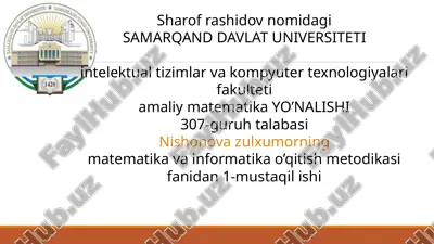 grafik va diogrammalar mavzusini oʻqitish metodikasi — PPTX