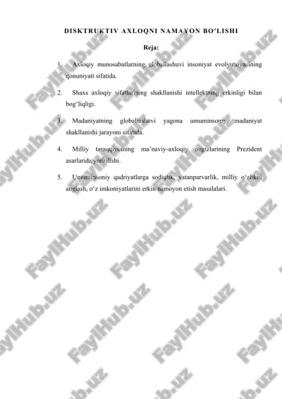 disktruktiv axloqni namayon bo'lishi — DOCX