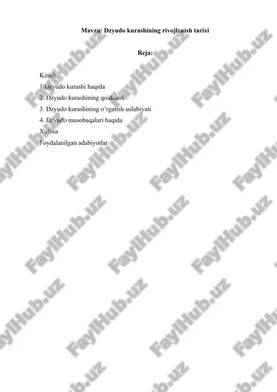 dzyudo kurashining rivojlanish tarixi — DOCX