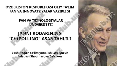 janni rodari "chipollino" asar tahlili — PPTX