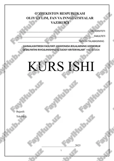 sahnalashtirish faoliyati jarayonida bolalarning ijodkorlik qobiliyatini rivojlantirish — DOCX