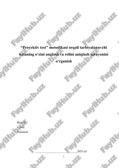 proyektiv test metodikasi — DOCX