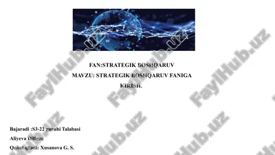 strategik boshqaruv faniga kirish — PPTX