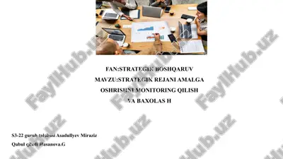 strategik rejani amalga oshirishni monitoring qilish va baholash — PPTX