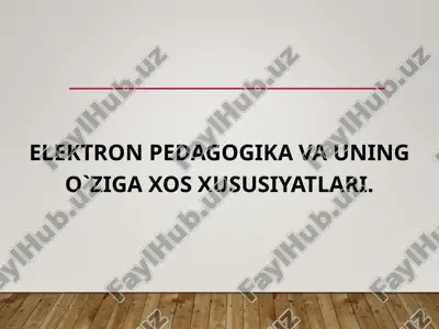 elektron pedagogika va uning o`ziga xos xususiyatlari — PPTX