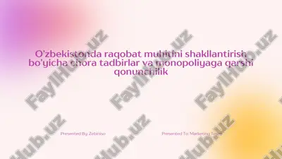 raqobat muhitini shakllantirish — PDF