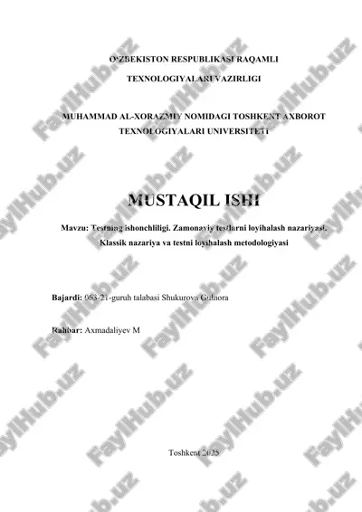 testning ishonchliligi. zamonaviy testlarni loyihalash nazariyasi. klassik nazariya va testni loyihalash metodologiyasi — DOCX